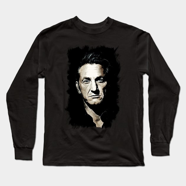 Sean Penn Abstract Portrait Fan Art Tribute to a Legend Long Sleeve T-Shirt by Naumovski